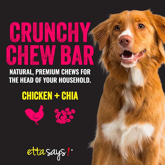 etta says! Premium Crunchy Chew Bars - All Natural - Chicken + Chia - Made in The USA (12 Count Pack of 1)