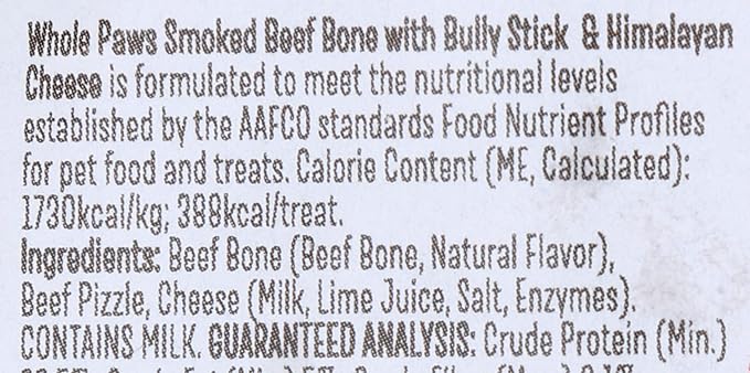 Whole Paws, Smoked Beef Bone with Bully Stick & Himalayan Cheese, Medium (for Dogs 35 lbs & Under), 4.6 Ounce (Pack of 5)