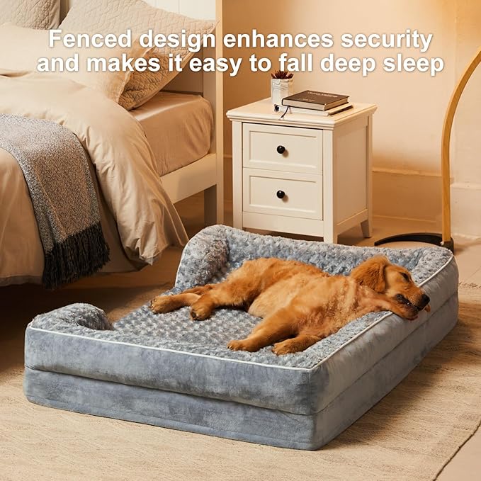 WNPETHOME Jumbo Orthopedic Dog Bed, Great Dane Dog Beds for Giant Dogs, Bolster Dog Sofa Bed,Waterproof Dog Couch for Pet Sleeping, Pet Bed for Large Dogs