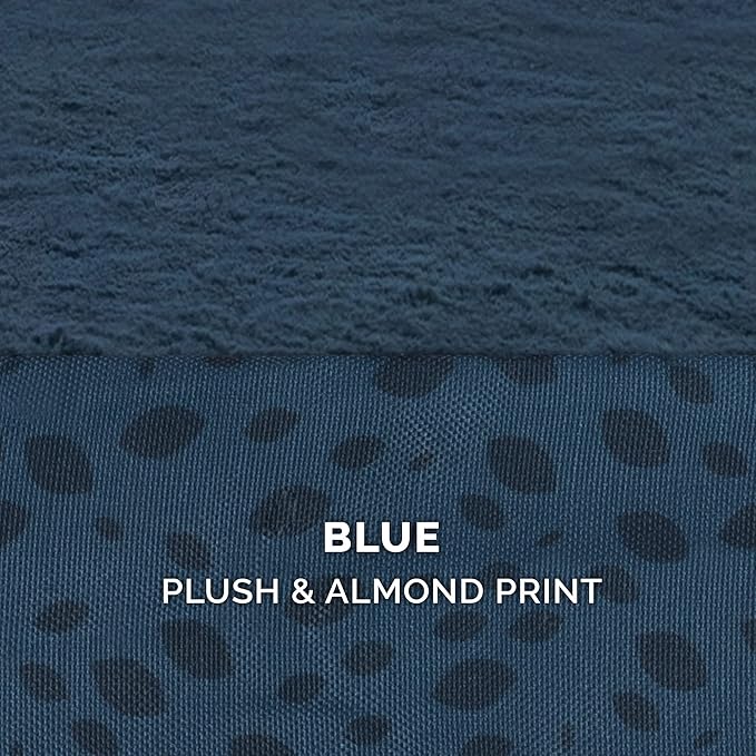 Furhaven Memory Foam Dog Bed for Large Dogs w/ Removable Bolsters & Washable Cover, For Dogs Up to 125 lbs - Plush & Almond Print L Shaped Chaise - Blue Almonds, Jumbo Plus/XXL