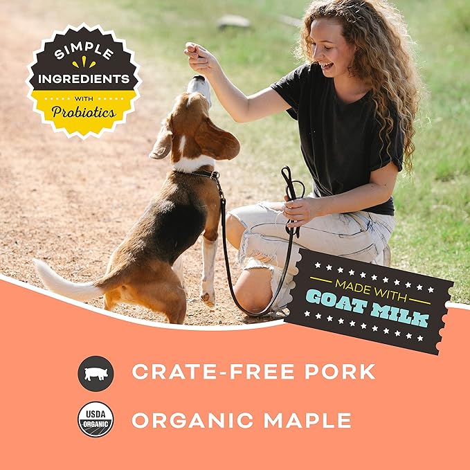 Primal Freeze Dried Dog Treats; Pork & Maple Dog Treats with Goat Milk for Dogs, You Maple My Day, Grain Free Training Treats for Dogs with Probiotics, 2 oz