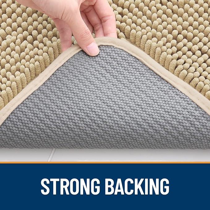 OLANLY Dog Door Mat for Muddy Paws 24x16, Absorbs Moisture and Dirt, Absorbent Non-Slip Washable Mat, Quick Dry Chenille, Mud Mat for Dogs, Entry Indoor Door Mat for Inside Floor, Beige
