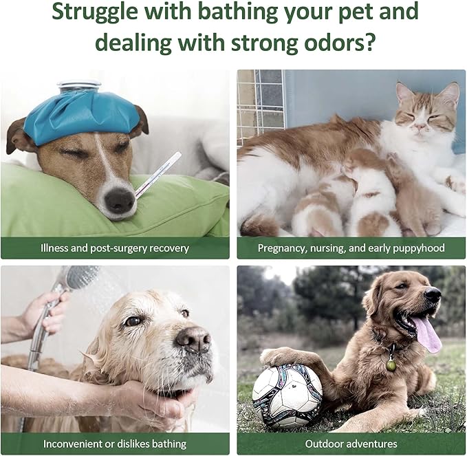 ORDORA Pet Cleaning Gloves for Dogs and Cats,Cleaning & Deodorizing Grooming Gloves, 12 Pack - All-in-One Grooming Solution for Daily Care and Travel