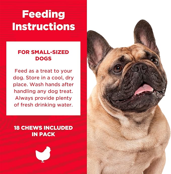 Rawhide Free Dog Chews, Made with Real Chicken, for Small Sized Dogs, 18 Count