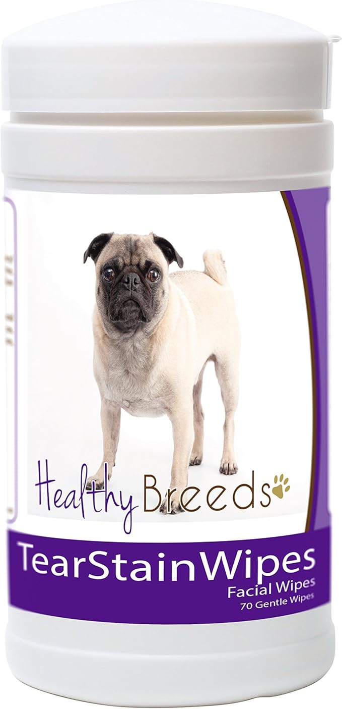Healthy Breeds Pug Tear Stain Wipes 70 Count