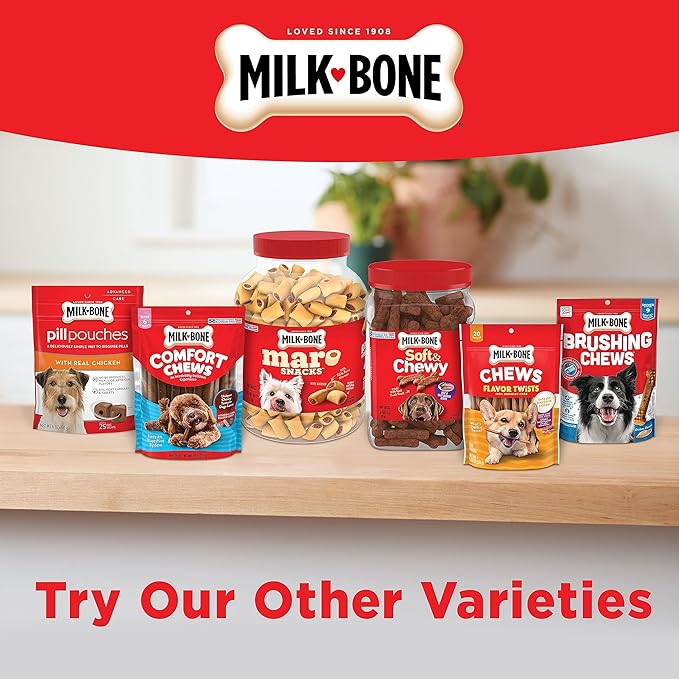 Milk-Bone Mini Comfort Chews, Rawhide Free Dog Treats with Unique Chewy Texture and Real Beef, 6 Mini Chews (Pack of 5)