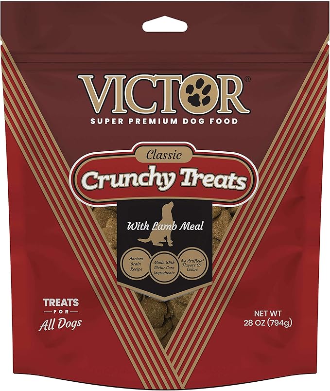 Victor Super Premium Dog Food – Classic Crunchy Dog Treats with Lamb Meal – Gluten-Free Treats for Small, Medium and Large Breed Dogs, 28oz