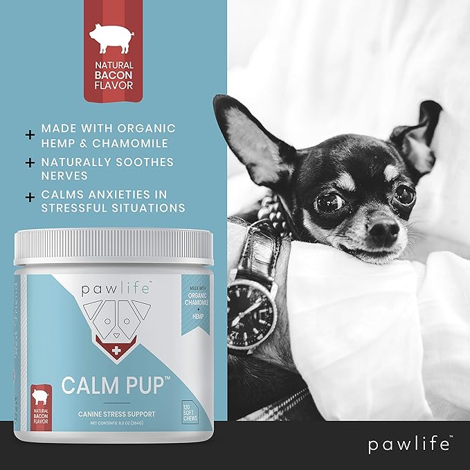 Hemp Dog Calming Chews - Anxiety Relief Treats, 240 Calming Treats for Dogs, Calm Pup Dog Anxiety Relief & Joint Support, Oil Infused Calming Chews for Dogs Anxiety (Bacon Flavor)
