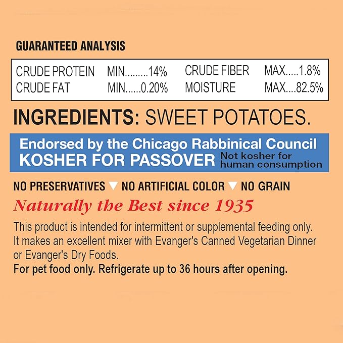 Evanger's Complements Sweet Potato for Dogs & Cats - 24, 6 oz Cans