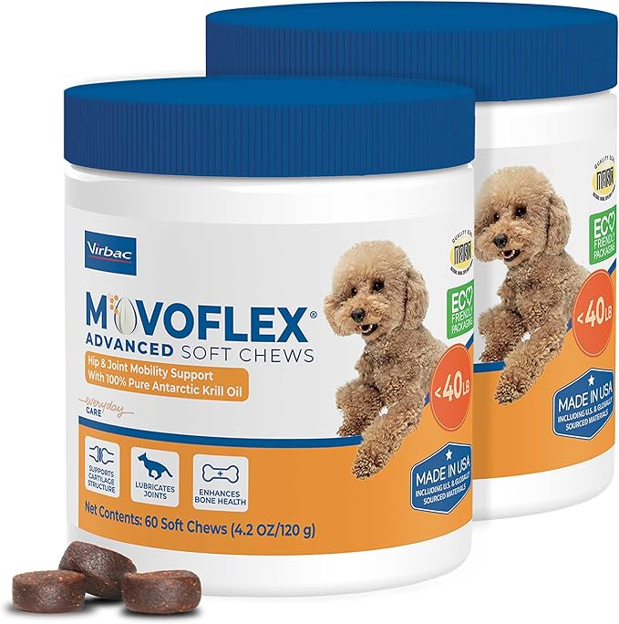 Advanced Joint Support Supplement for Small Dogs - Hip and Joint Support - Dog Joint Supplement - Hip and Joint Supplement Dogs - 120 Soft Chews (by Virbac)