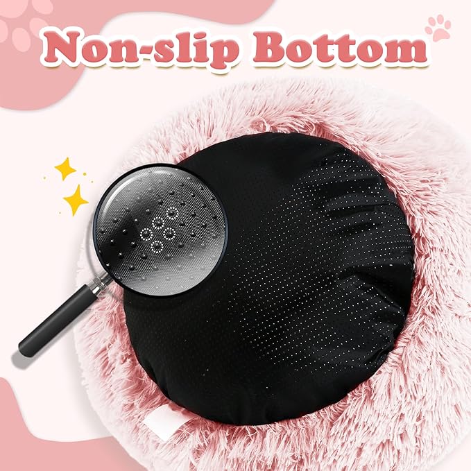 JOLLYVOGUE Dog Beds, Calming Small Dog Bed, Anti-Anxiety Dog Bed for Small Dogs, Fluffy Donut Dog Bed, Cozy Dog Cat Cushion Bed for Small Medium Dogs and Cats (20")