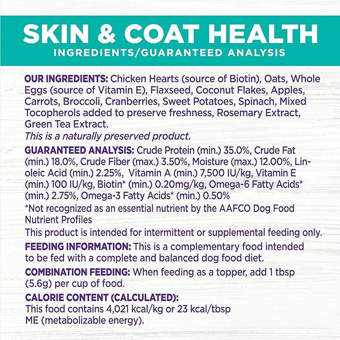 Wellness CORE Bowl Boosters Skin & Coat Dog Food Topper, 4 Ounce Bag