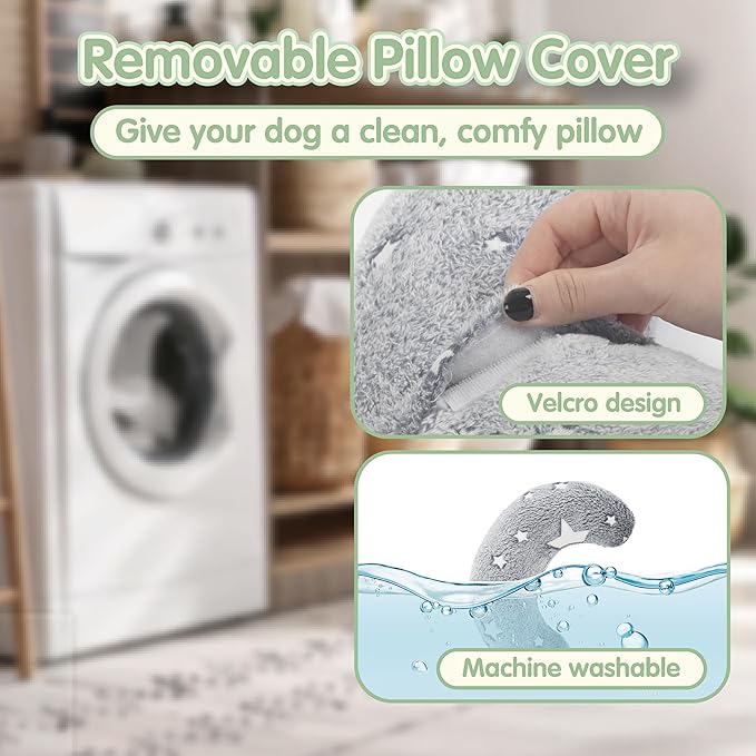 Pillow for Cats & Puppy, Cat Neck Pillow Soft Fluffy Pet Calming Toy Half Donut Cuddler, U-Shaped Pillow for Pet, Joint Relief Sleeping Improve (Glow Grey, S)