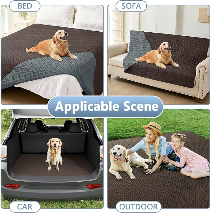 hyha Waterproof Dog Blanket, Soft Pet Bed Blankets, Waterproof Sofa Couch Cover for Dogs Washable, Reversible Pet Couch Covers for Sofa Furniture (30x53 Inch, Chocolate/Dark Grey)