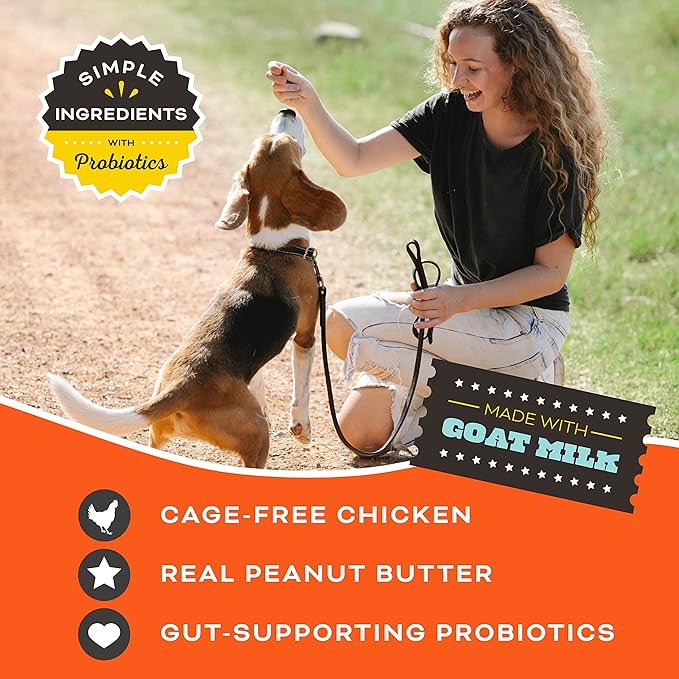 Primal Freeze Dried Dog Treats; Chicken & Peanut Butter Dog Treats with Goat Milk for Dogs, You're My Butter Half, Grain Free Training Treats for Dogs with Probiotics, 2 oz