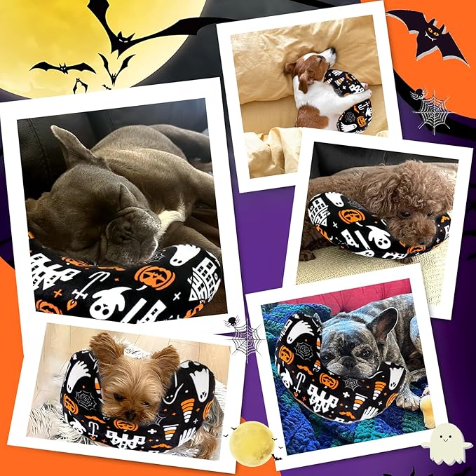 BABORUI Halloween Dog Pillow for Small Dogs, U Shaped Dog Neck Calming Pillow for Joint Relief Sleeping Improve, Machine Washable Pet Pillow for Dogs & Cats(Halloween)