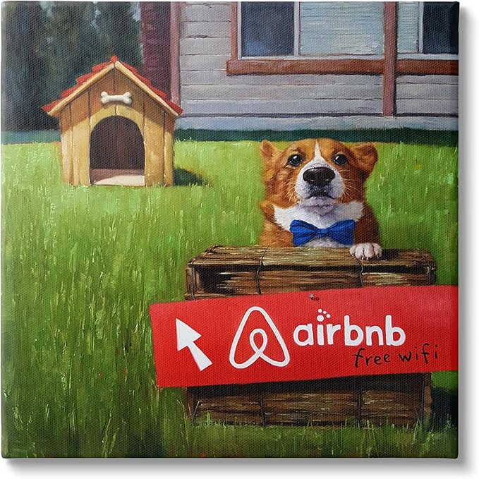 Stupell Industries Doghouse Rental Funny Bowtie Corgi Puppy, Design by Lucia Heffernan
