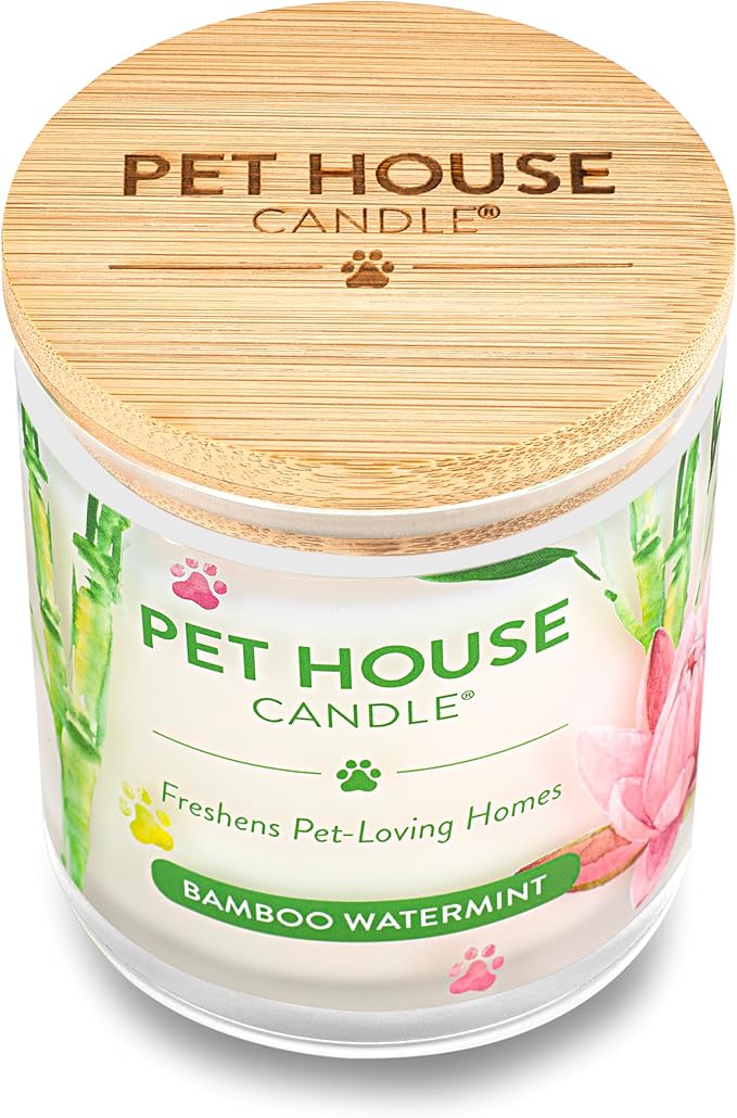 One Fur All Pet House Candle - 2 Pack, Plant-Based, Clean Burning, Long Lasting, Pet Odor, Bamboo Watermint
