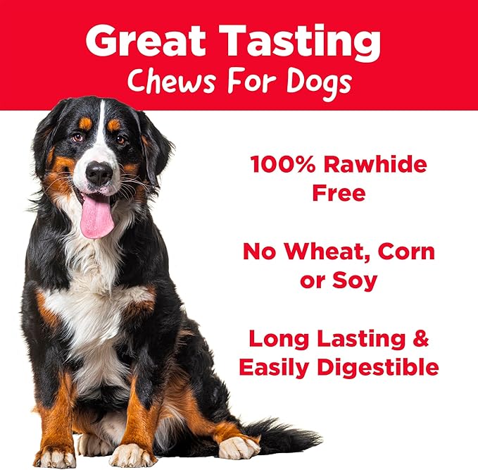 Rawhide Free Dog Chews, Made with Real Chicken, for Large Sized Dogs, 7 Count