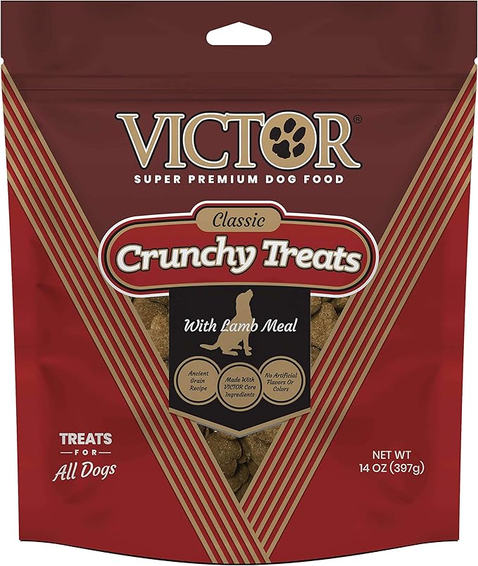 Victor Super Premium Dog Food – Classic Crunchy Dog Treats with Lamb Meal – Gluten-Free Treats for Small, Medium and Large Breed Dogs, 14oz