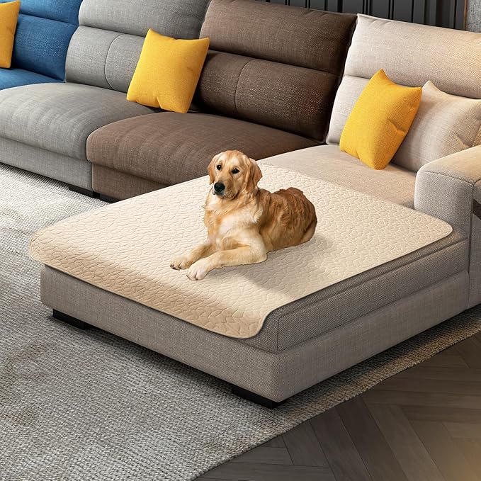Waterproof Dog Blanket, Washable Anti-Slip Pet Couch Covers for Sofa,Pet Hair Resistant Blankets Bed Chair Furniture Couch Protector for Dogs-40x50,Beige
