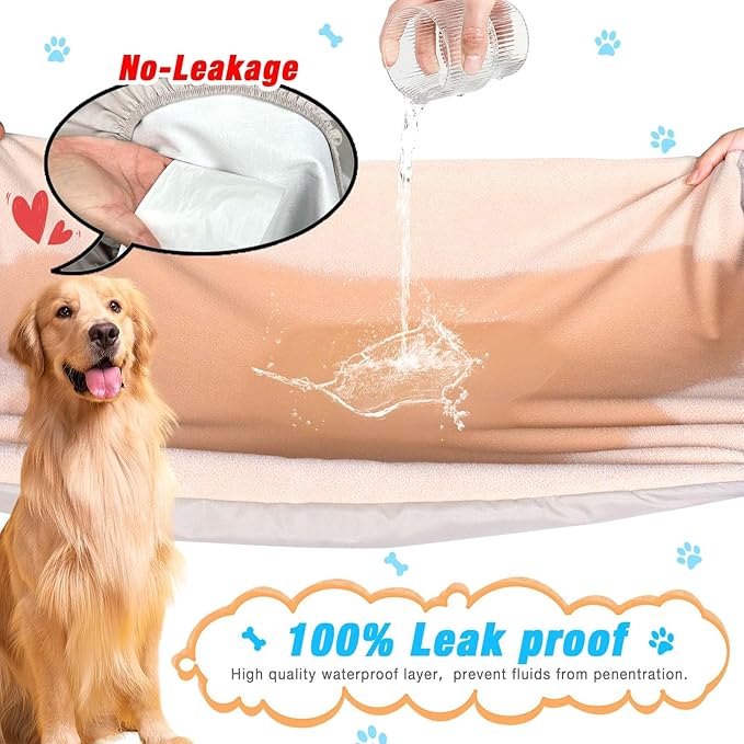 Dog Bed Covers Replacement Washable 100% Waterproof Dog Bed Cover 2 Pack Soft Noiseless Dog Bed Sheets for Dog Bed/pet Bed, 30" x 20" Beige