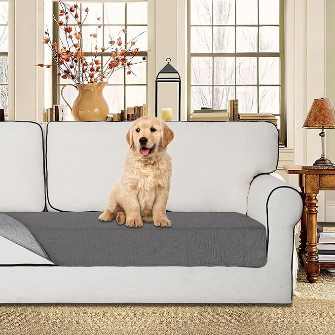 Easy-Going Waterproof Dog Bed Cover Reversible Leak Proof Pet Blanket Replacement Mat for Furniture Washable Couch Cover Sofa Cover for Dogs Cat(30x70 Inch, Gray/Light Gray)