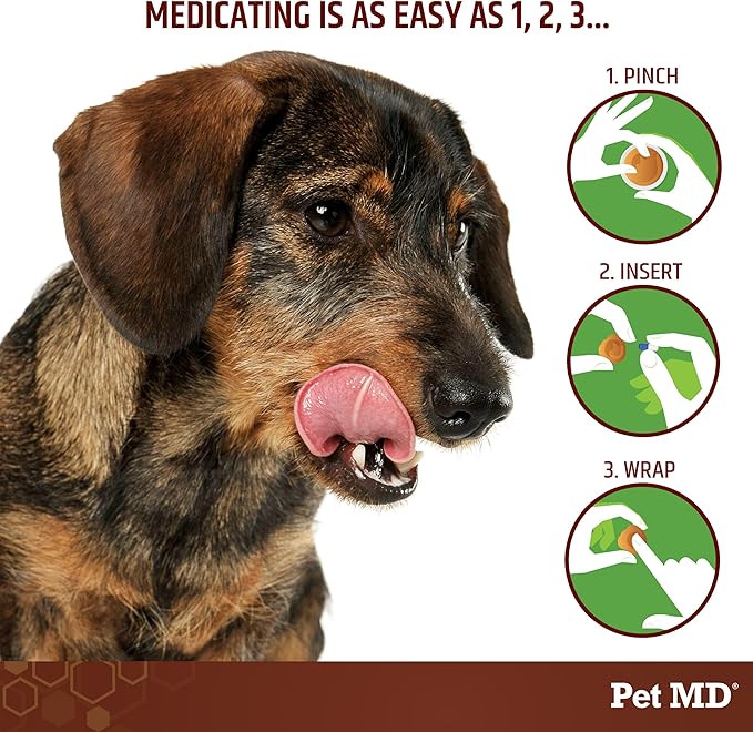 Pet MD Wrap-A-Pill with Dog Probiotics - Pill Wrap for Dogs Medicine - Easy-to-Use Paste to Hide Capsules, Create Pockets and Pill Treats for Dogs - Cheese & Bacon (4.2oz)