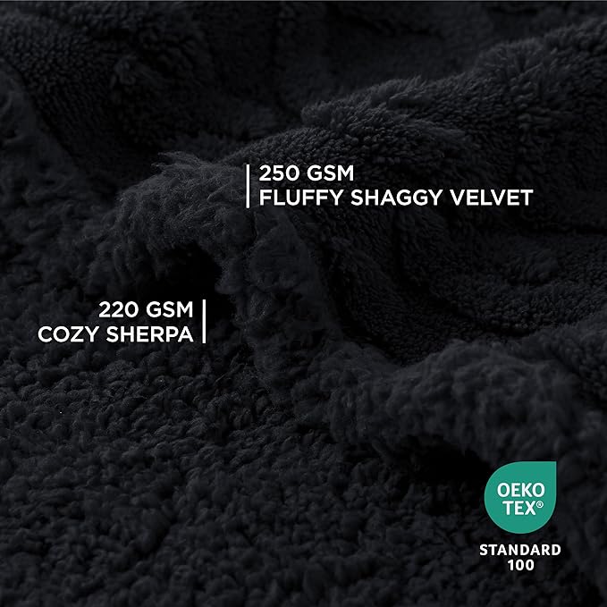 Bedsure Waterproof Dog Blankets for Small Dogs - Pet Blanket for Couch Protector Washable, Premium Jacquard Coral Fleece Cat Throw Blanket, Soft Plush Reversible Furniture Protection, 25"x35", Black