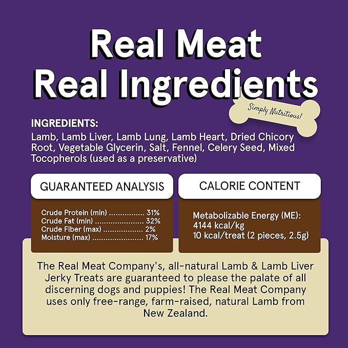 Real Meat Dog Treats - Three 12oz Bag of Bite-Sized Air-Dried Lamb & Liver Jerky for Dogs - Grain-Free Jerky Dog Treats Made up of 95% Human-Grade, Free-Range, Grass Fed Lamb - All-Natural Dog Treats
