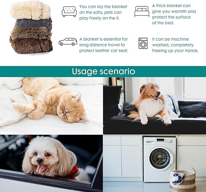 gogobunny Waterproof Plush Long Faux Fur Pet Throw Blanket Ultra Soft Fluffy Bed Couch Cover Washable - Premium Flannel Calming Blankets for Dog Puppy Cat (25x35 Inch (Pack of 1), Chocolate)