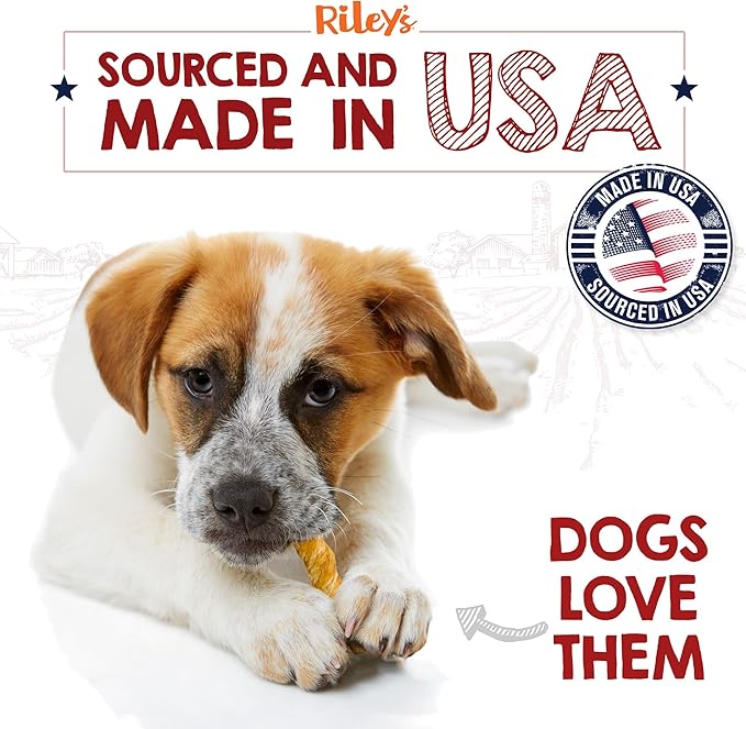 Riley's Peanut Butter Beef Hide Dog Treats, USA Sourced & Made Small Dog Treats, Chew Sticks, Raw Hides for Small Dogs, Rawhide Sticks for Dogs, 21 ct