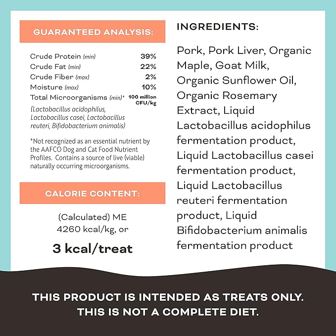 Primal Freeze Dried Dog Treats; Pork & Maple Dog Treats with Goat Milk for Dogs, You Maple My Day, Grain Free Training Treats for Dogs with Probiotics, 2 oz