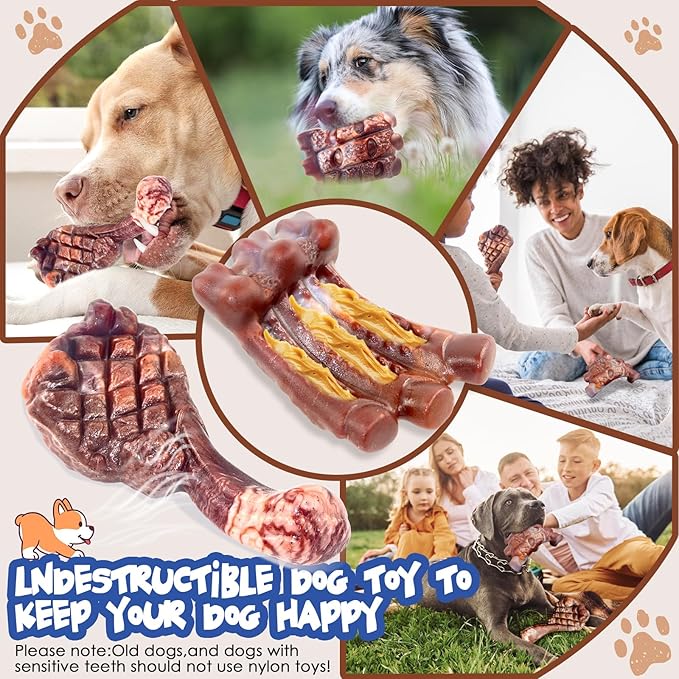 Dog Chew Toys for Aggressive Chewers:2 Pack Indestructible Dog Toy for Large Breed- Tough Nylon Teething Bone Toy to Keep Them Busy