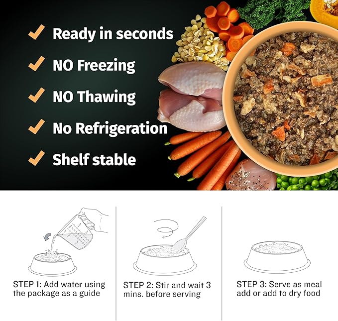 Bully Max Wet Puppy Food - Instant Fresh Dehydrated High Protein Soft Dog Food with Chicken - Healthy Growth for Small & Large Breed - 20 Dry Dog Food Pounds (Makes 55 lbs. Wet Dog Food, 10 Pouches)