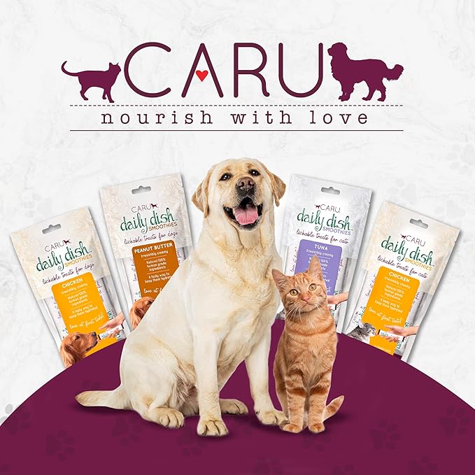CARU - Daily Dish Smoothies - Lickable Peanut Butter Treat - 4 pack, 0.5 oz tubes