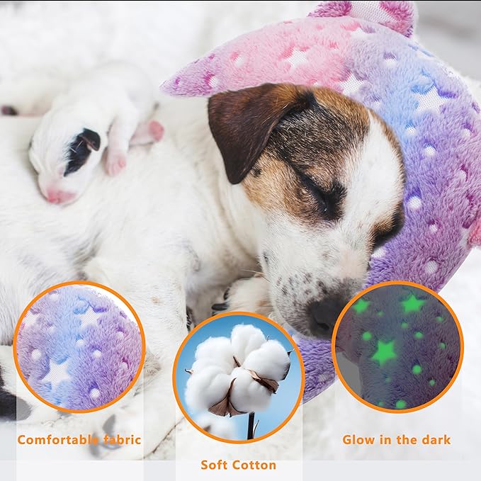 Pet Calming Pillow for Dogs, Soft U-Shaped Pillow Glow in The Dark, Joint Relief, Sleep Comfortably,Suit for Small, Medium, Large Dogs, Fluffy Pet Neck Pillow (S-Pink)