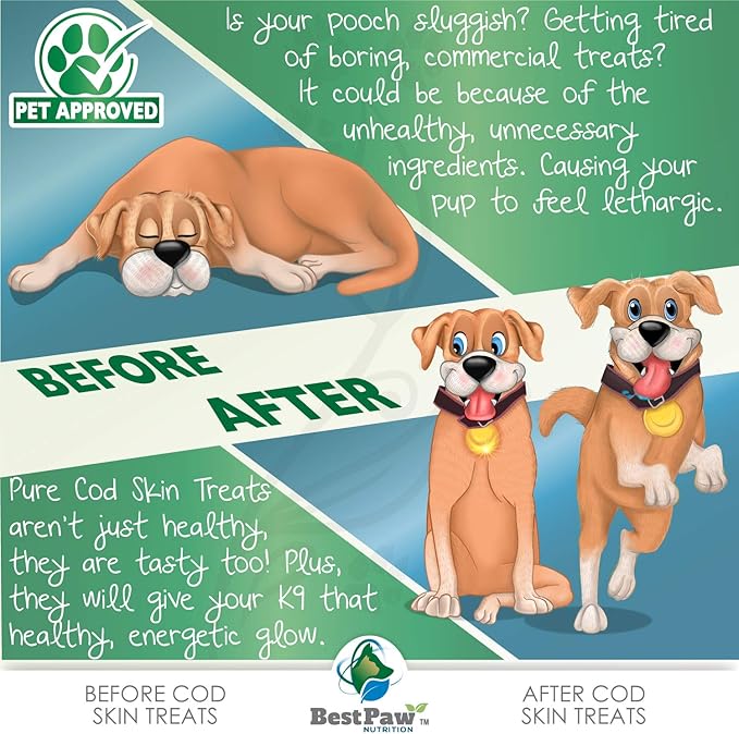 Best Paw Nutrition Organic Raised Wild Fish Treats Icelandic Pure Cod Skins or Lobster & Kelp Reward Protein Snacks Rich in EPA & DHA K9 Brain Heart Skin & Coat Health