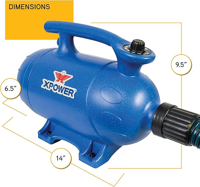 XPOWER B-4 Professional Pet Grooming Force Dryer with Powerful and Quiet Motor, Variable Speed Control, Versatile For All Coats and Breeds