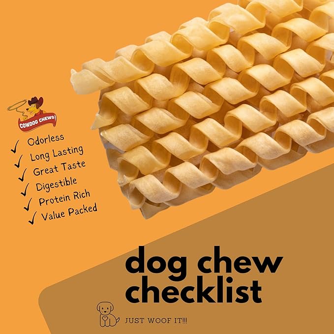 Natural Large Collagen Springs Dog Treats 10-13" (10 Pack)- Long-Lasting Alternative to Rawhide & Bully Sticks,Great for Teething and Aggressive chewers.