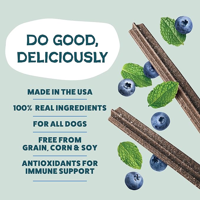 Shameless Pets Toothberry Dental Chews for Dogs – Natural Dog Dental Sticks for Fresh Breath, Teeth Cleaning & Removes Tartar, Grain-Free Dog Treats, No Corn or Soy