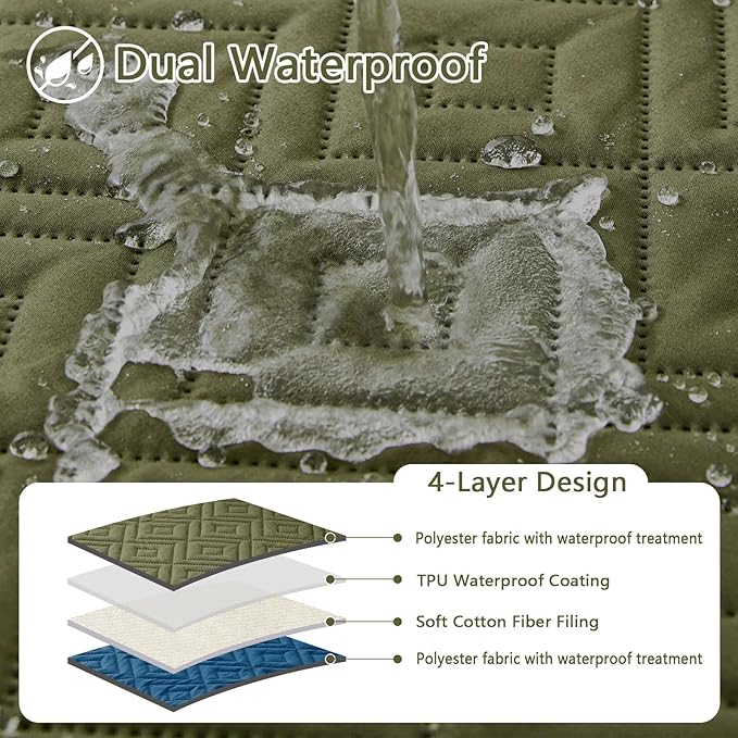 hyha Waterproof Dog Blanket, Soft Pet Bed Blankets, Waterproof Sofa Couch Cover for Dogs Washable, Reversible Pet Couch Covers for Sofa Furniture (30x53 Inch, Green/Navy Blue)