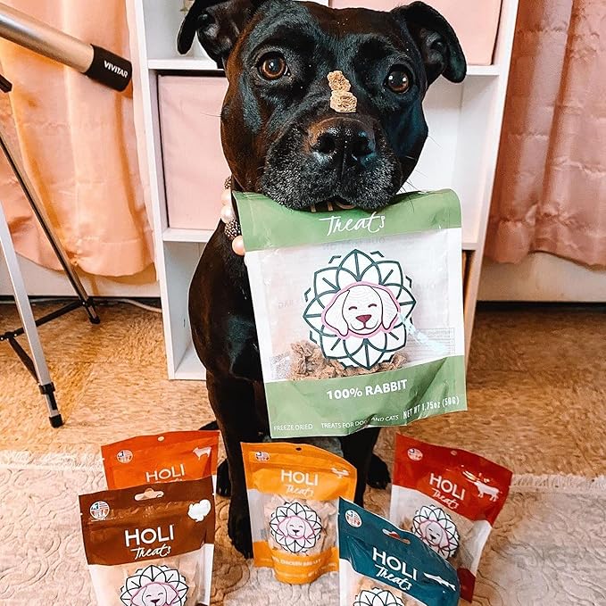 HOLI Freeze Dried Rabbit Treats for Dogs- All Natural Healthy Dog Treats, 100% Made in USA - Single Ingredient - Human Grade - Grain Free - Diabetic Friendly - (3.5 Ounce - 2 Pack)