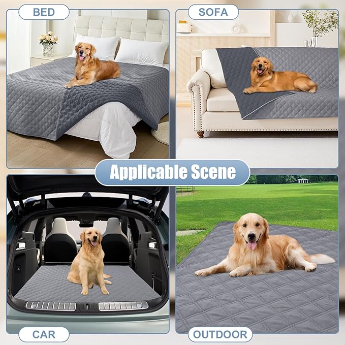 Smiry Waterproof Dog Blanket, Reversible Dog Bed Cover Pet Blanket, Soft Couch Cover for Dogs Washable, Bed Couch Sofa Furniture Protector for Puppy Cat Kids (30"x70", Grey/Dark Grey)