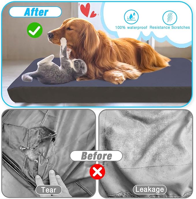 Dog Bed Covers Replacement Washable 100% Waterproof Dog Bed Cover 2 Pack Soft Noiseless Dog Bed Sheets for Dog Bed/pet Bed, 30" x 20" Blue