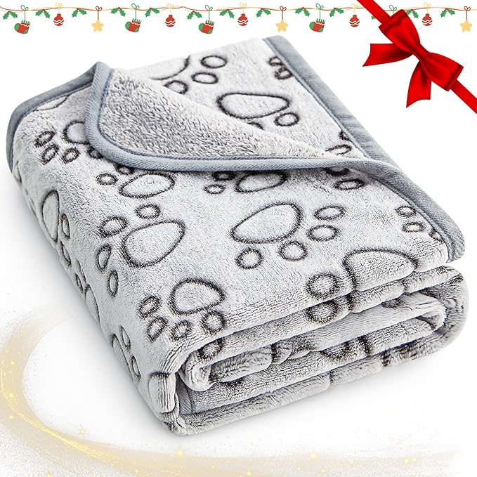 Stuffed® Premium Soft Dog Blanket Washable, 40"x32" Cat Blanket for Indoor Cats Large Medium Small Dog Gifts Puppy Essentials (Grey)