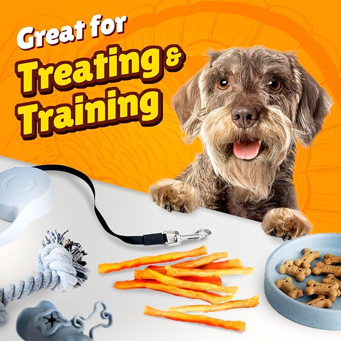Gootoe Soft Turkey Tendon Dog Treat–Natural Chewy Snack, 100% USA-Sourced, Premium Training Chew, Hypoallergenic, Reseal Value Bag, Ideal for Small& Senior Dog, Soft Strip Jumbo Pack, 1 lb (Pack of 1)