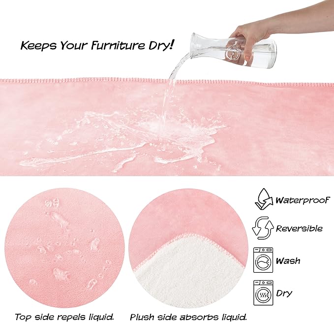 PETMAKER Waterproof Pet Blanket - 30x40-Inch Reversible Sherpa Fleece Throw Protects Couches, Cars, and Beds from Spills, Stains, and Fur (Pink)