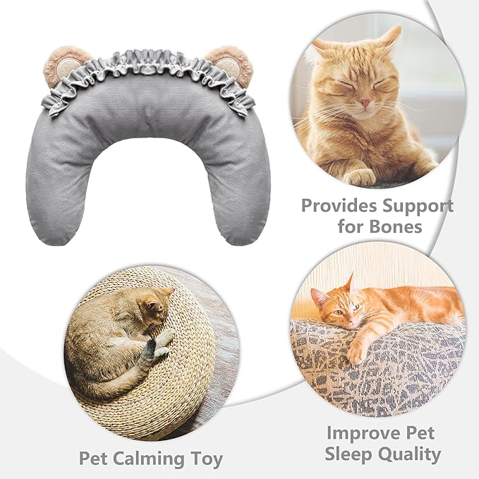 Pet Pillow for Dogs, Dog Calming Pillow, Cat Pillow, Soft Dog Neck Pillow, U-Shaped Pillow for Cat and Dog, Machine Washable Pet, Improve Pet Sleeping