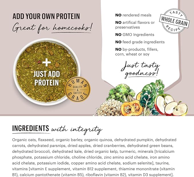 The Honest Kitchen Human Grade Dehydrated Grain Free Veggie, Nut & Seed Base Mix for Dogs - 7 Pound Box (Makes 12 Pounds)
